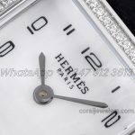 Replica Hermes Heure H 21mm Bvf Mop Dial In Steel With Diamond Bezel On Black Epsom Leather Strap (4)