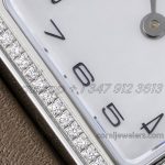 Replica Hermes Heure H 21mm Bvf Mop Dial In Steel With Diamond Bezel On Dark Brown Leather Strap (5)