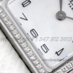 Replica Hermes Heure H 21mm Bvf Mop Dial In Steel With Diamond Bezel On White Epsom Leather Strap (5)