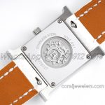 Replica Hermes Heure H 21mm Bvf Mop Dial In Steel With Diamond Bezel On White Epsom Leather Strap (9)