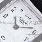 Replica Hermes Heure H 21mm Bvf White Dial In Steel On Black Epsom Leather Strap (4)