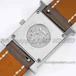 Replica Hermes Heure H 21mm Bvf White Dial In Steel On Brown Leather Strap (8)