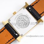 Replica Hermes Heure H 21mm Bvf White Dial In Yellow Gold On Black Leather Strap (8)