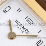 Replica Hermes Heure H 21mm Bvf White Dial In Yellow Gold On Brown Leather Strap (4)