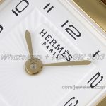 Replica Hermes Heure H 21mm Bvf White Dial In Yellow Gold On Dark Brown Leather Strap (4)