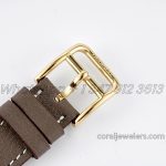 Replica Hermes Heure H 21mm Bvf White Dial In Yellow Gold On Dark Brown Leather Strap (9)