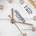 Replica Hermes Heure H 26mm Bvf Mop Dial In Rose Gold With Diamond Bezel On Black Leather Strap (4)