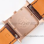 Replica Hermes Heure H 26mm Bvf Mop Dial In Rose Gold With Diamond Bezel On Brown Leather Strap (8)