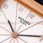 Replica Hermes Heure H 26mm Bvf White Dial In Rose Gold On Black Leather Strap (4)