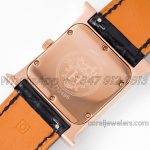 Replica Hermes Heure H 26mm Bvf White Dial In Rose Gold On Black Leather Strap (8)