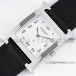 Replica Hermes Heure H 26mm Bvf White Dial In Steel On Black Leather Strap (3)