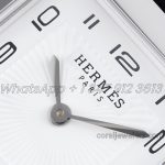 Replica Hermes Heure H 26mm Bvf White Dial In Steel On Black Leather Strap (4)