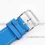 Replica Hermes Heure H 26mm Bvf White Dial In Steel On Blue Leather Strap (9)