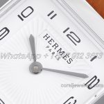 Replica Hermes Heure H 26mm Bvf White Dial In Steel On Brown Epsom Leather Strap (4)