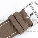 Replica Hermes Heure H 26mm Bvf White Dial In Steel On Dark Brown Epsom Leather Strap (9)