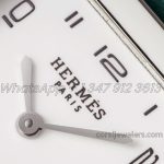 Replica Hermes Heure H 26mm Bvf White Dial In Steel On Green Leather Strap (4)