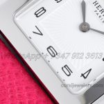 Replica Hermes Heure H 26mm Bvf White Dial In Steel On Light Pink Epsom Leather Strap (5)