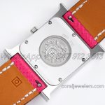 Replica Hermes Heure H 26mm Bvf White Dial In Steel On Light Pink Epsom Leather Strap (8)