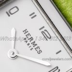 Replica Hermes Heure H 26mm Bvf White Dial In Steel On Neon Green Epsom Leather Strap (4)