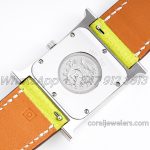 Replica Hermes Heure H 26mm Bvf White Dial In Steel On Neon Green Epsom Leather Strap (8)