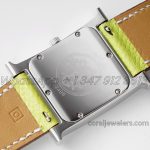 Replica Hermes Heure H 26mm Bvf White Dial In Steel On Neon Green Epsom Leather Strap (8)