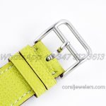 Replica Hermes Heure H 26mm Bvf White Dial In Steel On Neon Green Epsom Leather Strap (9)