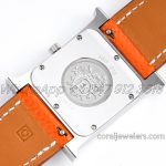 Replica Hermes Heure H 26mm Bvf White Dial In Steel On Orange Epsom Leather Strap (8)