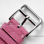 Replica Hermes Heure H 26mm Bvf White Dial In Steel On Pink Epsom Leather Strap (9)