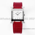 Replica Hermes Heure H 26mm Bvf White Dial In Steel On Red Epsom Leather Strap (1)