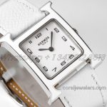 Replica Hermes Heure H 26mm Bvf White Dial In Steel On White Epsom Leather Strap (2)