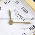 Replica Hermes Heure H 26mm Bvf White Dial In Yellow Gold On Blue Epsom Leather Strap (4)