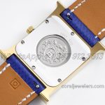 Replica Hermes Heure H 26mm Bvf White Dial In Yellow Gold On Blue Epsom Leather Strap (8)