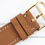 Replica Hermes Heure H 26mm Bvf White Dial In Yellow Gold On Brown Epsom Leather Strap (9)