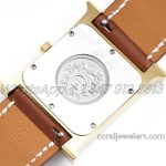 Replica Hermes Heure H 26mm Bvf White Dial In Yellow Gold On Brown Leather Strap (8)