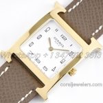 Replica Hermes Heure H 26mm Bvf White Dial In Yellow Gold On Dark Brown Epsom Leather Strap (3)