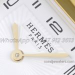 Replica Hermes Heure H 26mm Bvf White Dial In Yellow Gold On Green Epsom Leather Strap (4)