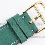 Replica Hermes Heure H 26mm Bvf White Dial In Yellow Gold On Green Epsom Leather Strap (9)