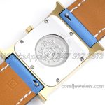 Replica Hermes Heure H 26mm Bvf White Dial In Yellow Gold On Light Blue Epsom Leather Strap (8)