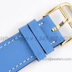 Replica Hermes Heure H 26mm Bvf White Dial In Yellow Gold On Light Blue Epsom Leather Strap (9)