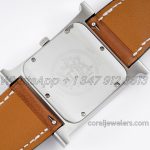 Replica Hermes Heure H 30.5mm Bvf Mop Dial In Steel With Diamond Bezel On Brown Leather Strap (8)