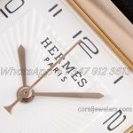 Replica Hermes Heure H 30.5mm Bvf White Dial In Rose Gold On Black Leather Strap (4)