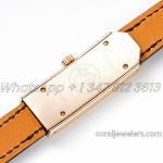 Replica Hermes Kelly 2 White Dial In Rose Gold On Black Leather Strap (7)