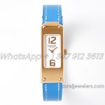 Replica Hermes Kelly 2 White Dial In Rose Gold On Blue Leather Strap (1)