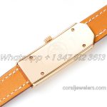 Replica Hermes Kelly 2 White Dial In Rose Gold On Brown Leather Strap (8)