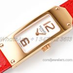 Replica Hermes Kelly 2 White Dial In Rose Gold On Red Leather Strap (3)