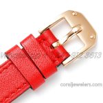 Replica Hermes Kelly 2 White Dial In Rose Gold On Red Leather Strap (9)