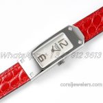 Replica Hermes Kelly 2 White Dial In Steel On Red Alligator Strap (2)