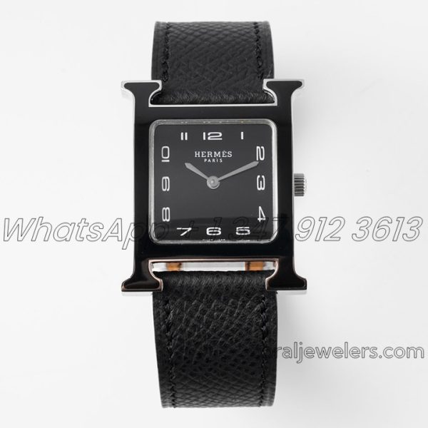 Replica Heure H 26mm Bvf Black Dial In Pvd On Black Leather Strap (1)