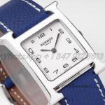 Replica Heure H 26mm Bvf White Dial In Steel On Blue Leather Strap (3)