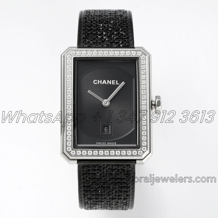 Replica Chanel Ladies Boy·friend Bvf Black Dial And Diamond Bezel Swiss Quartz Movement (1)